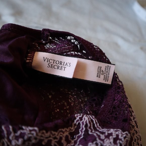 Victoria's Secret Lace Bralette Maroon Small - Picture 3 of 6